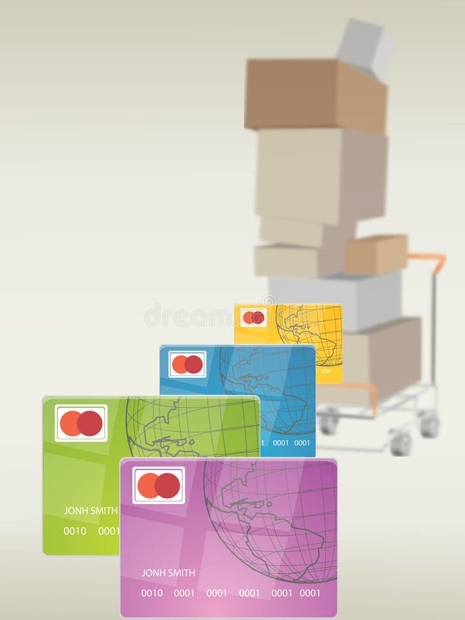 Shopping cart,credit card vector illustration. Shopping cart credit card vectors
