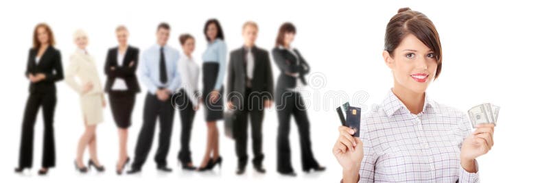 Credit card and cash stock image