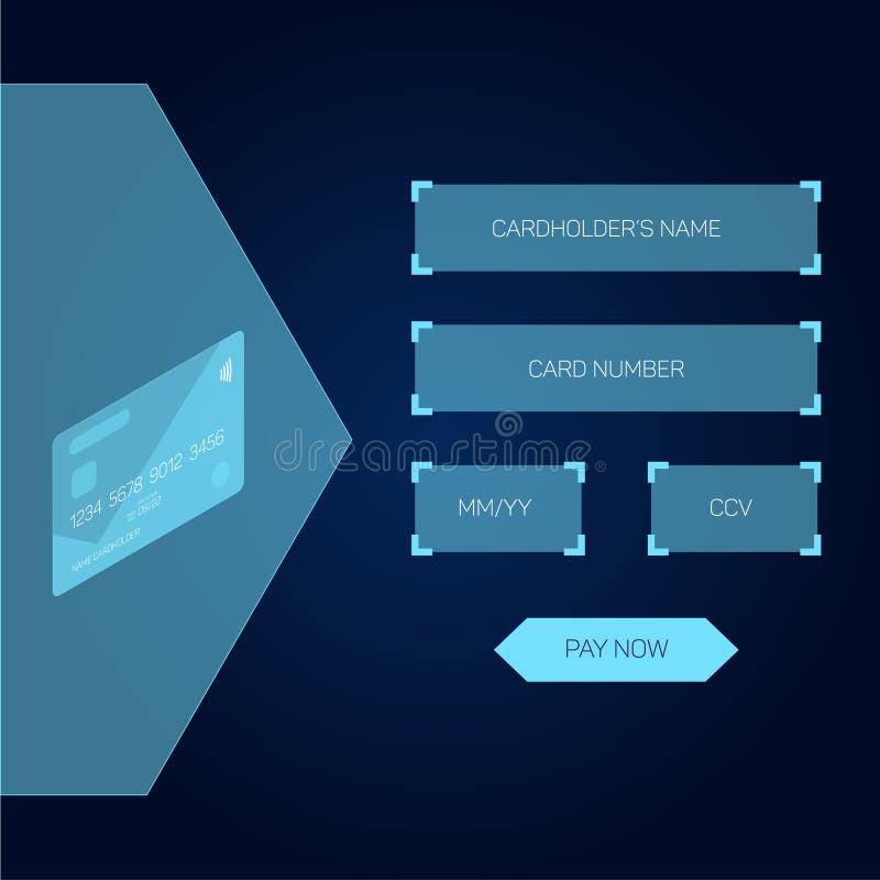 Credit card checkout web form head-up display style, HUD interface royalty free illustration Credit card checkout web form head-up display style, HUD interface royalty free illustration