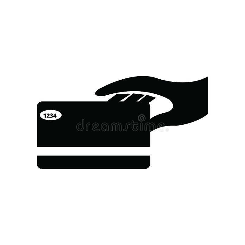 Credit Card Insert Icon with Hand. Stock Vector Illustration of