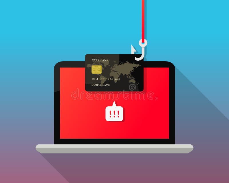 Credit card and laptop as data phishing, theft, online fraud or scam concept royalty free illustration