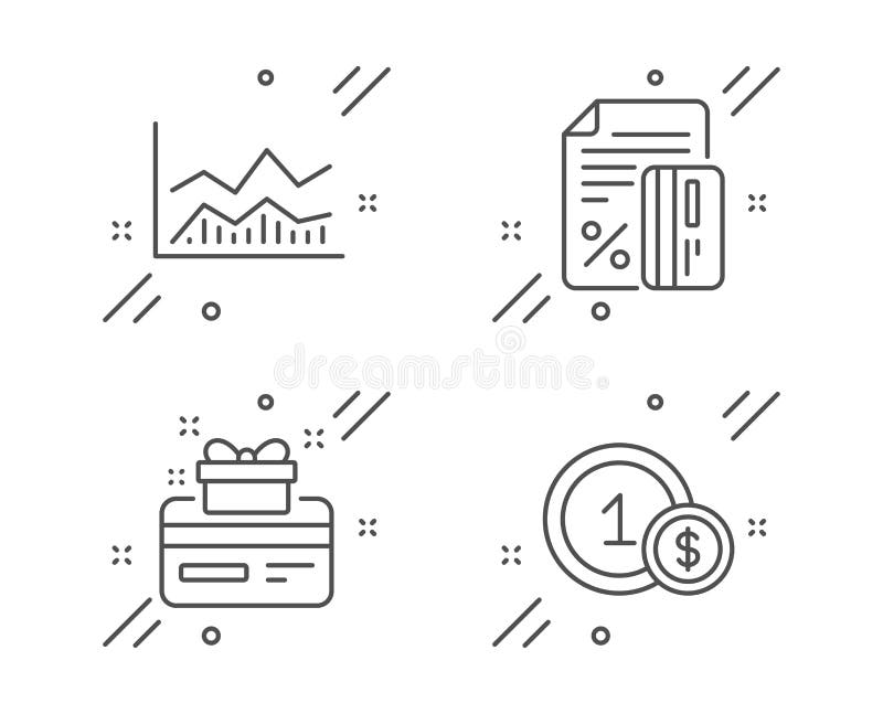 Credit card, Loyalty card and Trade infochart icons set. Usd coins sign. Vector