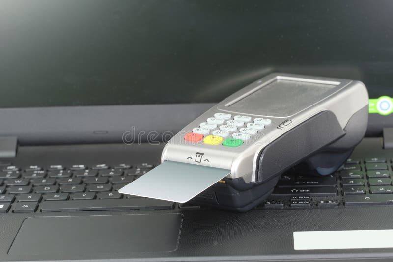 Credit cards reader stock photo