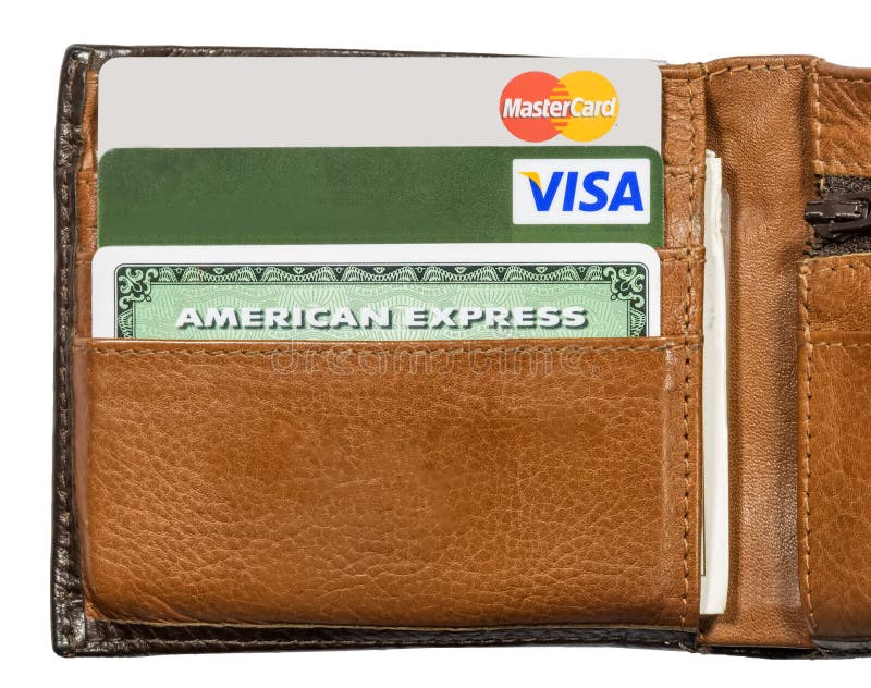 View at credit cards in the wallet. There are credit cards issued by the three major brands American Express, VISA and MasterCard