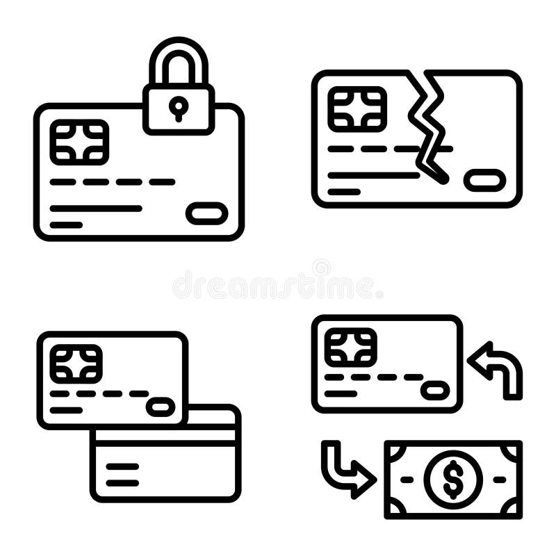 Credit or Debit Card Icon Set Payment Related Vector Stock Vector