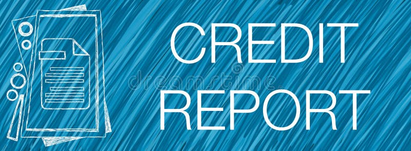 Credit Report Blue Lines Triangle Box File Paper Symbol Text. Credit Report concept image with text and file paper symbol.