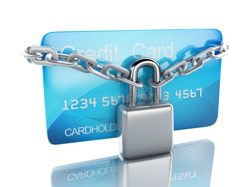 Creditcard en slot veilig bankwezenconcept op witte achtergrond