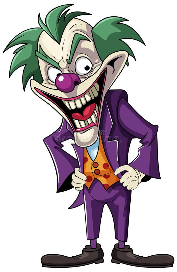 Creepy Joker Cartoon Character Stock Vector - Illustration of creepy ...