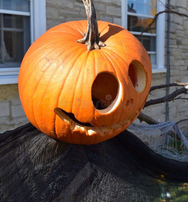 Scary Pumpkin Head Halloween Decoration Stock Image - Image of skull ...