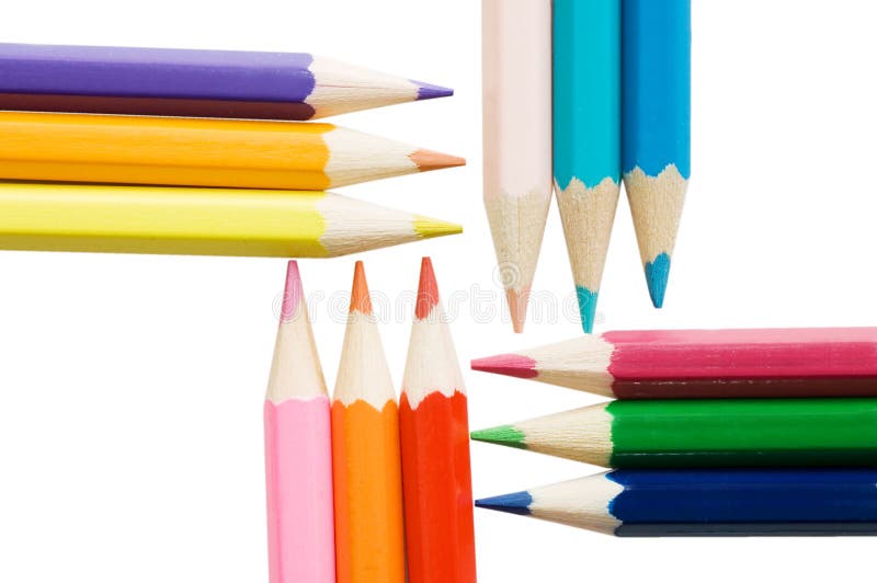 Creioane colorate izolate pe alb royalty free stock photo