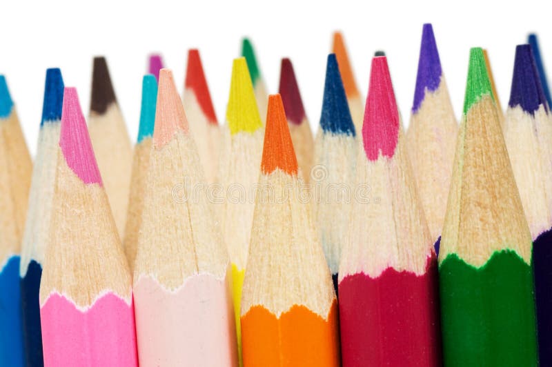 Creioane colorate izolate peste alb royalty free stock photography