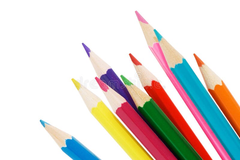 Creioane colorate izolate peste alb royalty free stock photo