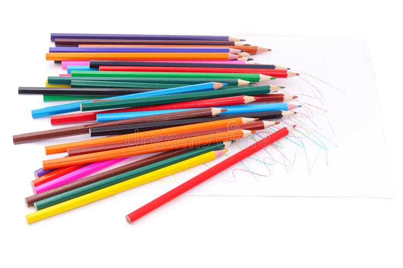 Creioane colorate în grup royalty free stock image