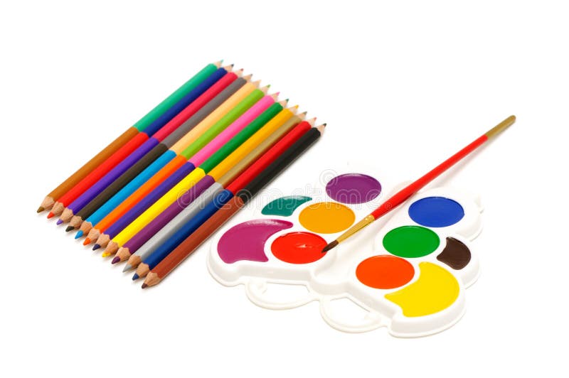 Creioane colorate și acuarelă royalty free stock images