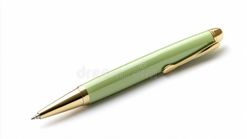Creion verde cu accente aurii pe fundal alb vector illustration