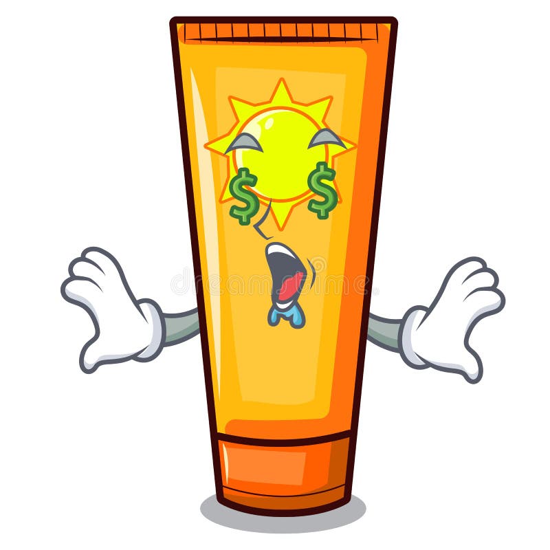 Crema del sol del ojo del dinero en una tabla de la historieta ilustración del vector Crema del sol del ojo del dinero en una tabla de la historieta ilustración del vector