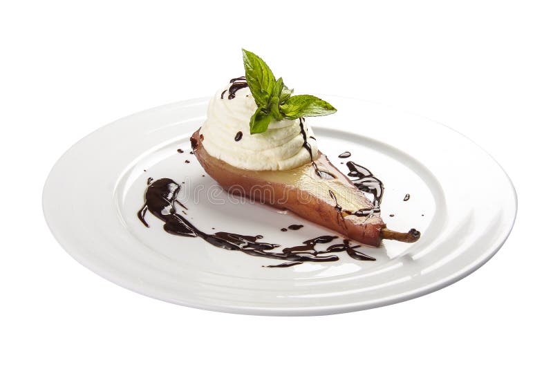 Creme bávaro do coalho com pera imagens de stock Creme bávaro do coalho com pera imagens de stock