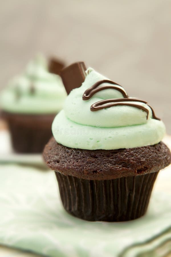 Creme De Mint Cupcake, shallow depth of field