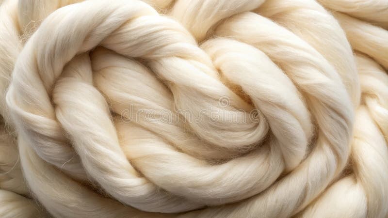 Creme weiche Fasern wirbeln ein luxuriöses texturiertes Garn. Generative AI lizenzfreie abbildung
