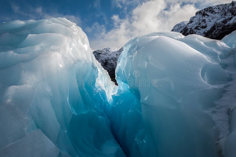 Crepa del ghiaccio, ghiacciaio di Fox, Nuova Zelanda fotografia stock Crepa del ghiaccio, ghiacciaio di Fox, Nuova Zelanda fotografia stock