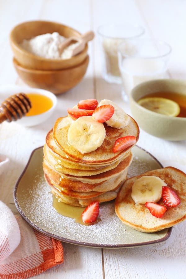 Gluten-free: Pancake with rice milk and rice flour. Gluten-free: Pancake with rice milk and rice flour