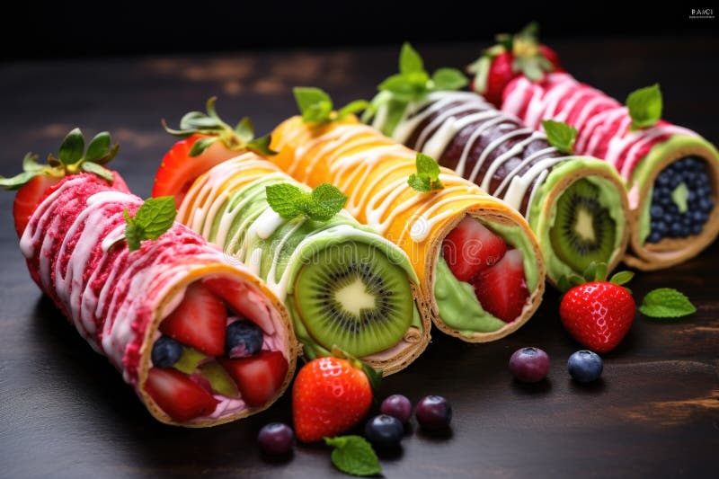 Crepe laminate con prodotti di tosatura a base di frutta illustrazione di stock