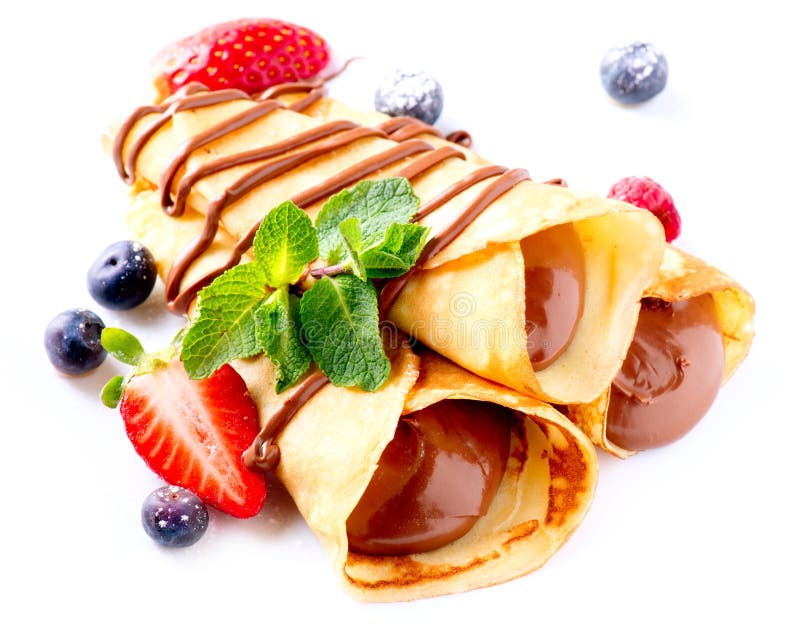 Crepes con la crema del cioccolato fotografia stock Crepes con la crema del cioccolato fotografia stock