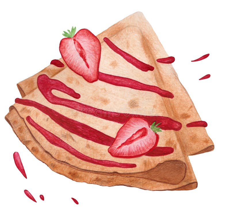 Crepes Del Ejemplo De La Acuarela Con La Mermelada De Fresa Stock de  ilustración - Ilustración de baya, plato: 139891029