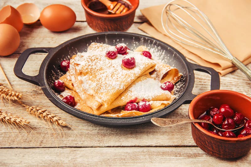 Crepes are Homemade. Pancakes Stock Photo Image of currants