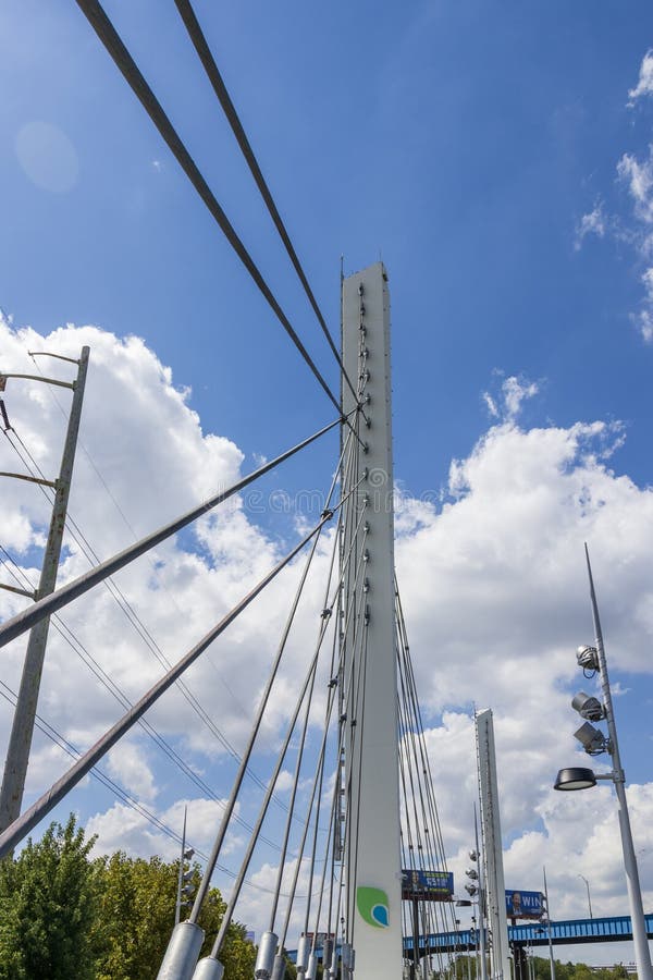 The Crescent Cable Stayed Bridge along the Schuylkill River in Philadelphia Pennsylvania royalty free stock image