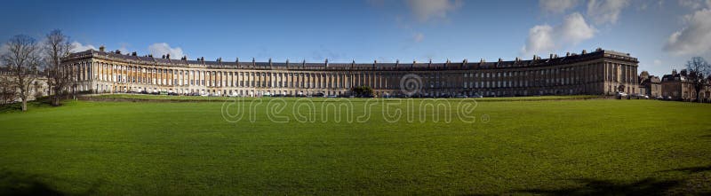 Panorama of Royal Crescent, Bath, Somerset, England showing typical Georgian architecture. Panorama of Royal Crescent, Bath, Somerset, England showing typical Georgian architecture.