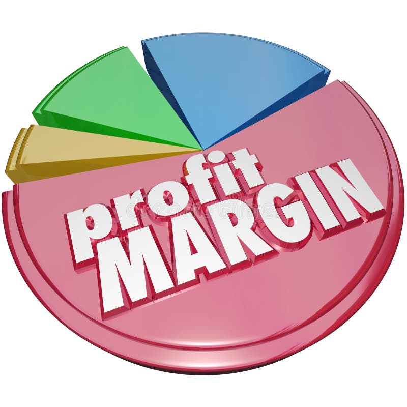 Profit Margin words on a pie chart measuring your growing or increasing net revenue earned after costs. Profit Margin words on a pie chart measuring your growing or increasing net revenue earned after costs