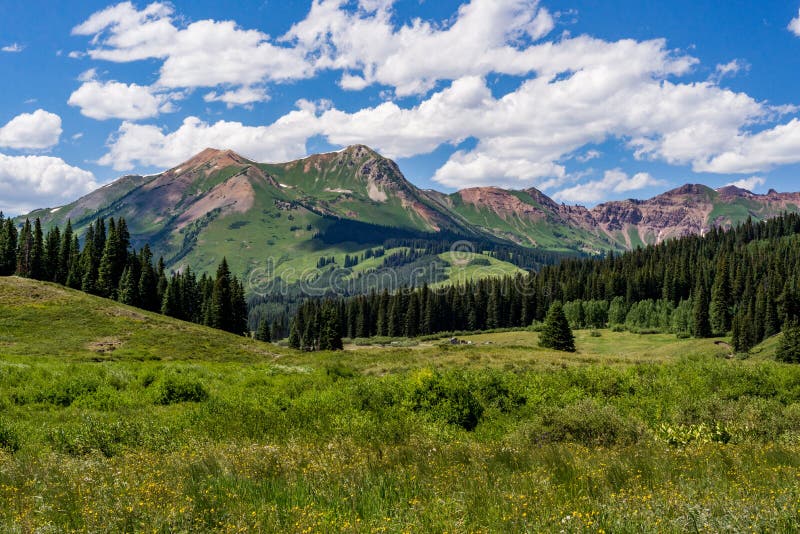 Crested butte colorado mountain landscape. top travel tourist vacation destination in the colorado rockies. crested butte is located in the south central region of the colorado rocky mountains.