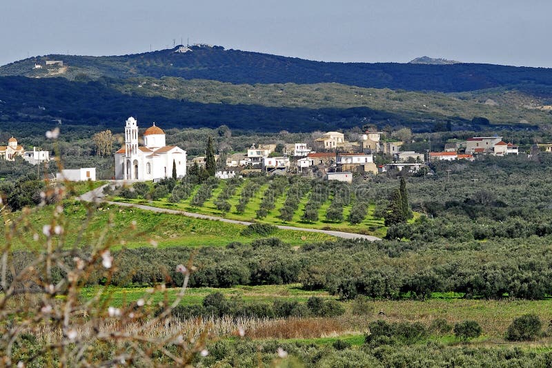 Cretan village and its church