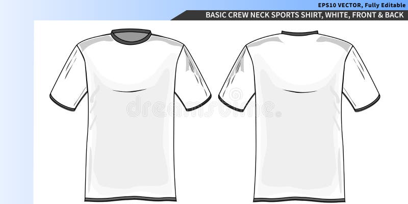 Crew neck white tee shirt template