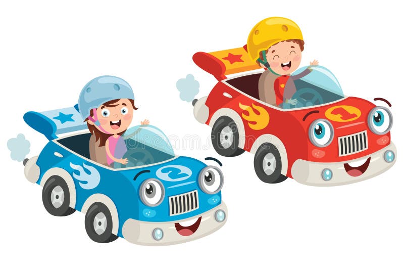 Corrida Infantil Com Carro Engraçado Ilustração do Vetor - Ilustração de  carros, roda: 159781937