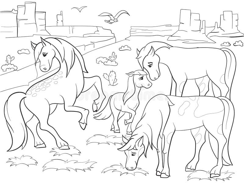 Coloring page - Cavalo no prado