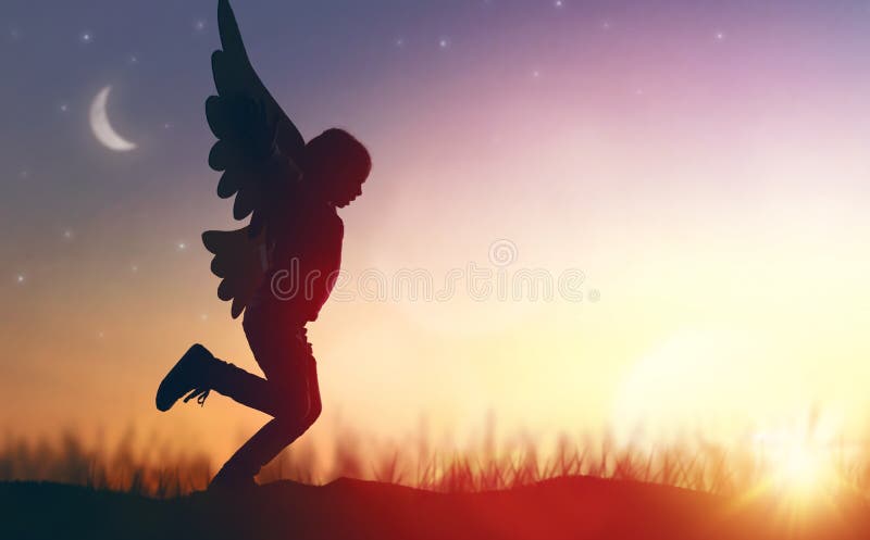 Criança com asas de pássaro fotos de stock royalty free