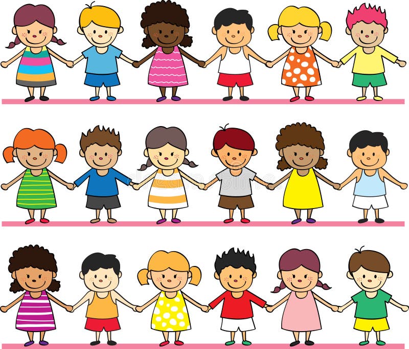 Crianças fofas de mãos dadas ilustração royalty free