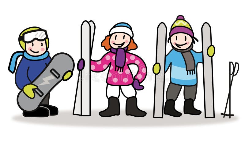 Crianças com esquiador e snowboard Illus do esqui e da snowboarding ilustração do vetor Crianças com esquiador e snowboard Illus do esqui e da snowboarding ilustração do vetor