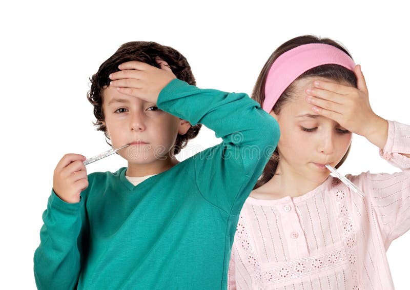 Crianças com febre fotografia de stock royalty free