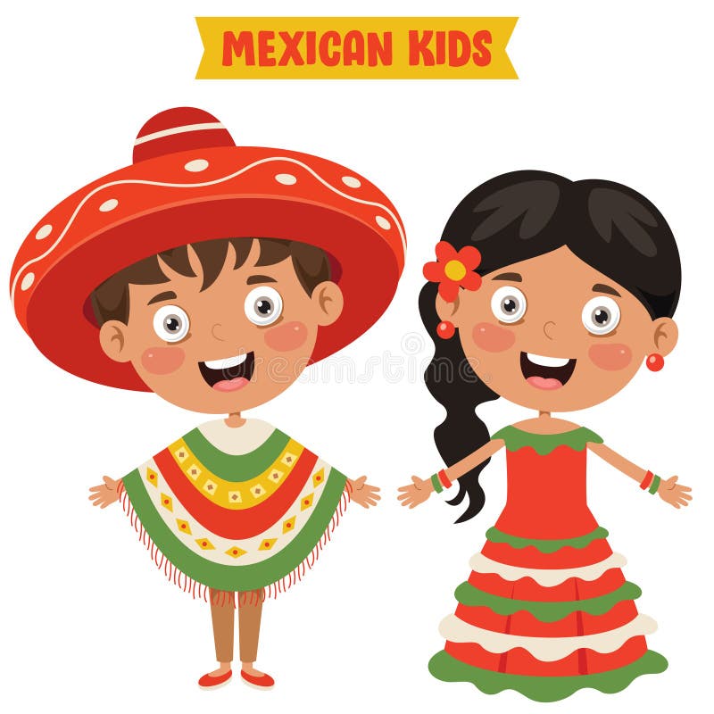 Crianças Mexicanas Usando Roupas Tradicionais