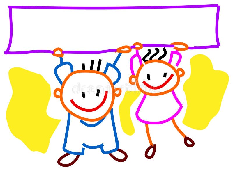 Crianças que guardam uma bandeira ilustração royalty free Crianças que guardam uma bandeira ilustração royalty free