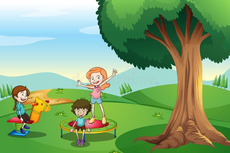 Crianças que jogam acima dos montes ilustração do vetor Crianças que jogam acima dos montes ilustração do vetor