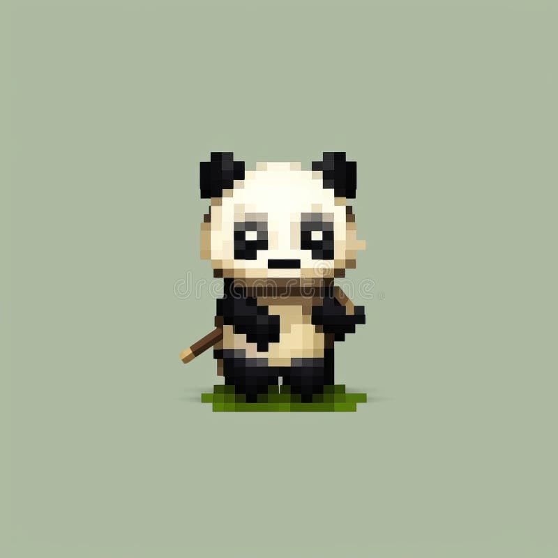 Ilustração do panda de 8 bits arte de jogo realista, porém estilizada, de  daniel msan