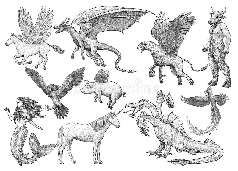 Detalle 26+ imagen criaturas mitologicas dibujos