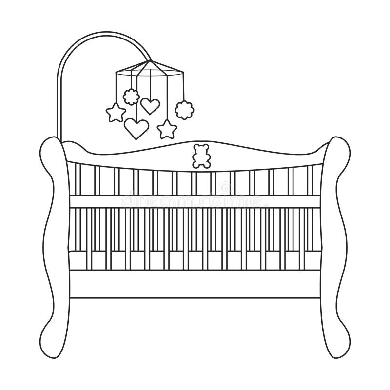 Crib Vector Icon.Outline Vector Icon Isolated on White Background Crib ...