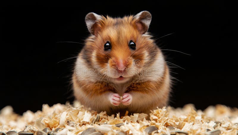Criceto di conifere guance piene di cure avide e decorative. Criceto con guance piene di maniche : Accumulatore alimentare avido e adorabile generato dall'AI