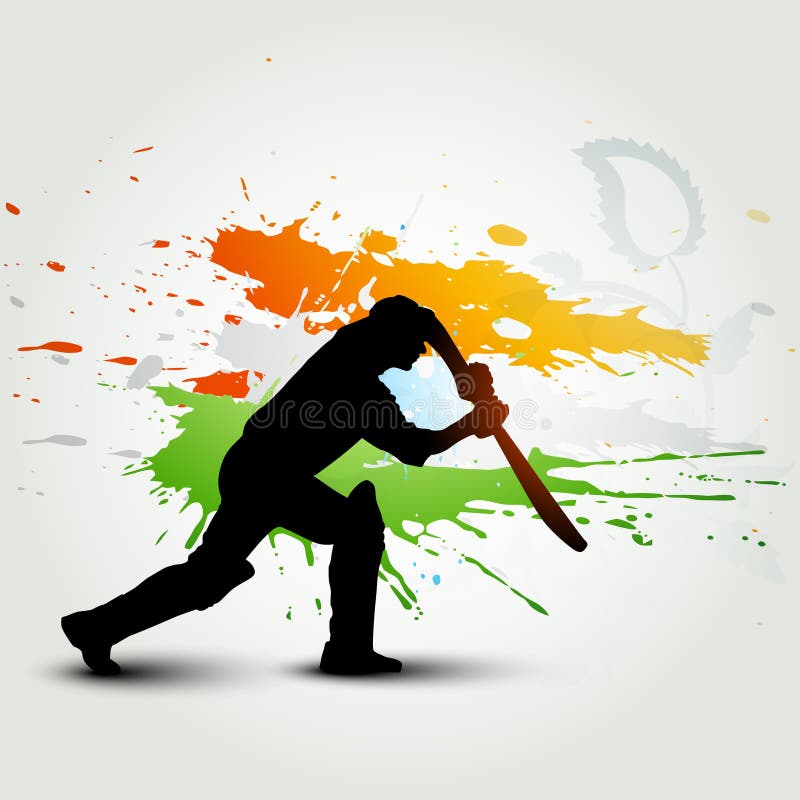 Sport Silhouette Cricket Batsman Blocking Ball Stock Vector