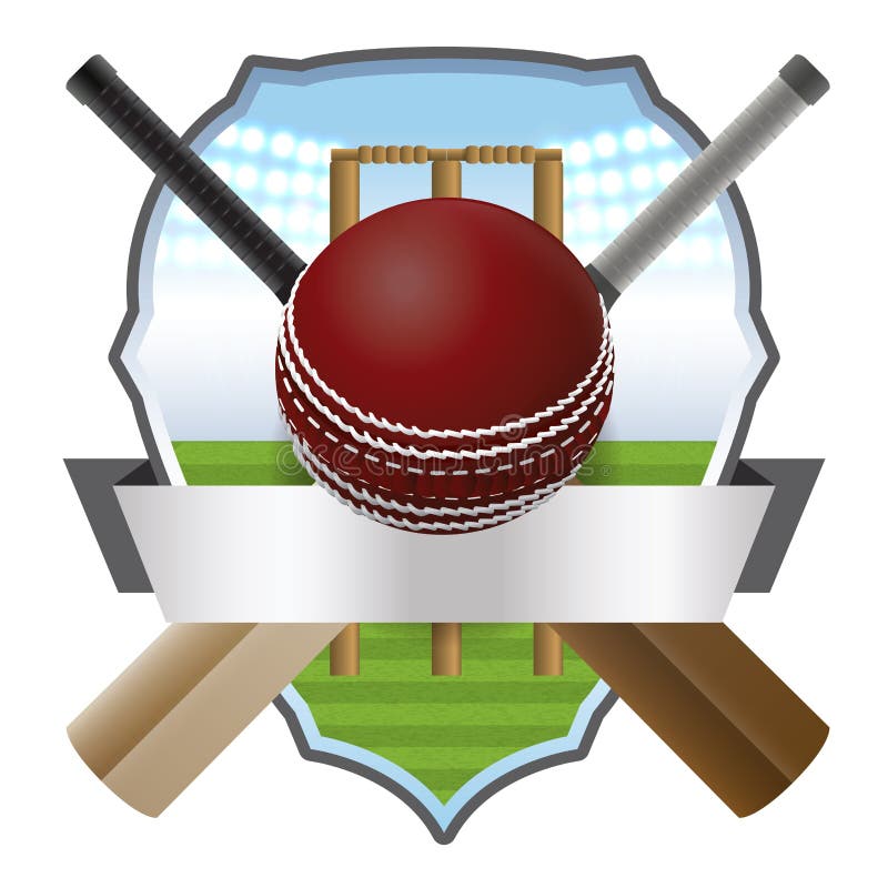 Cricket Bat And Ball Badge Illustration Stock Vector - Illustration of